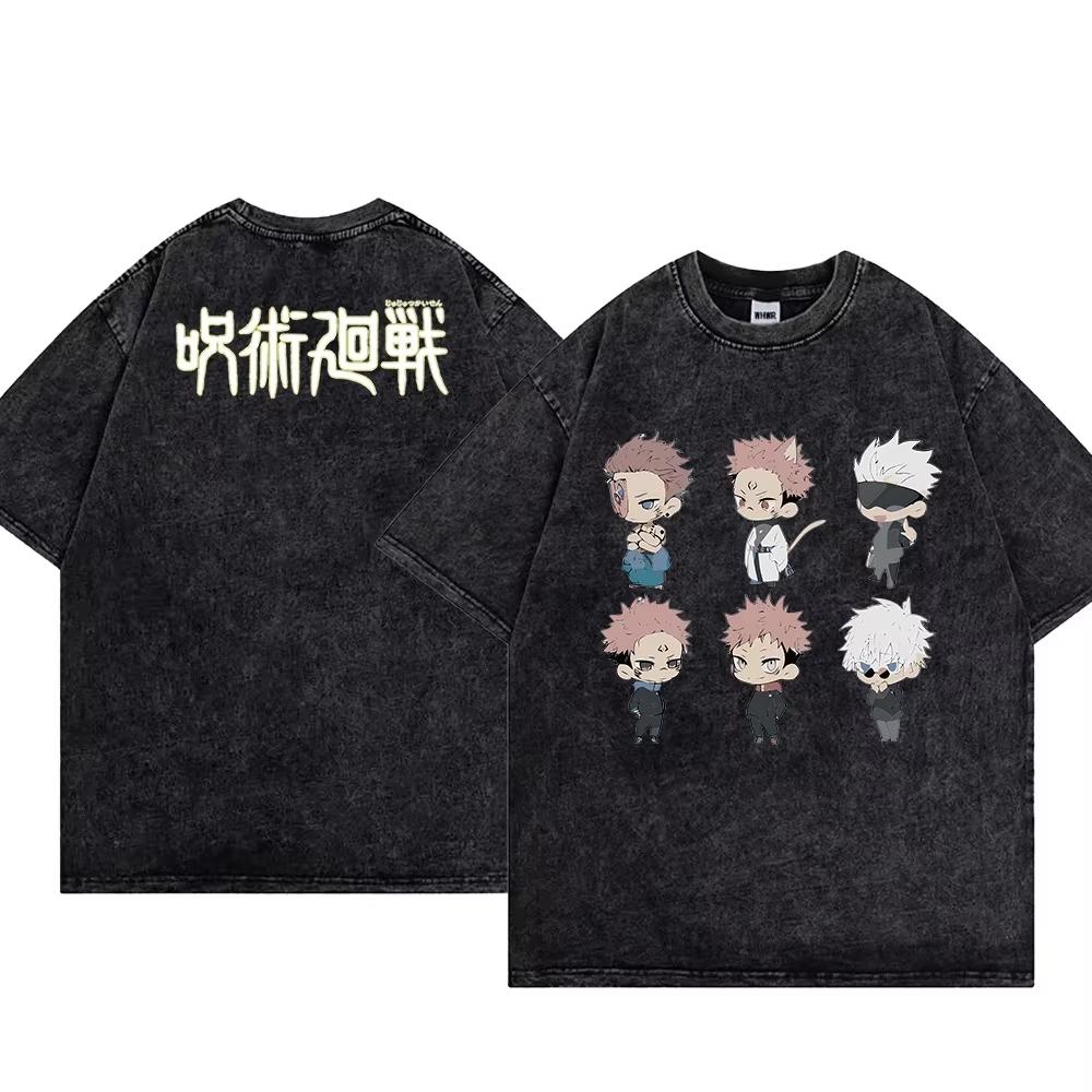 Jujutsu Kaisen Sommervasket Vintage T-skjorte Satoru Gojo Ryomen Sukuna Kortermet Anime Herre og Dame Topper