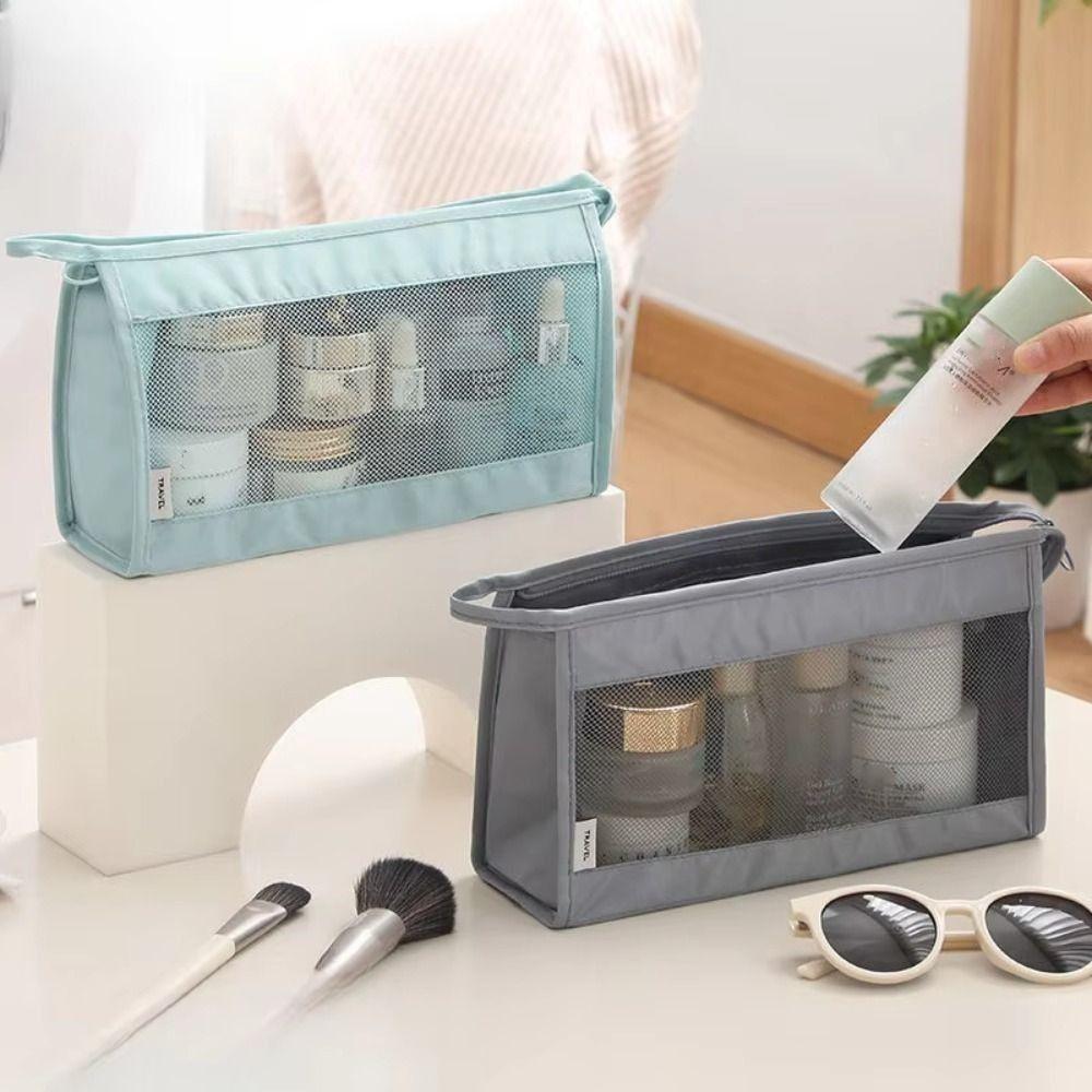 

Hanging Travel Cosmetic Bag Portable Shower Storage Pouch Handheld Case Toiletry Bag Beauty темно-синього кольору