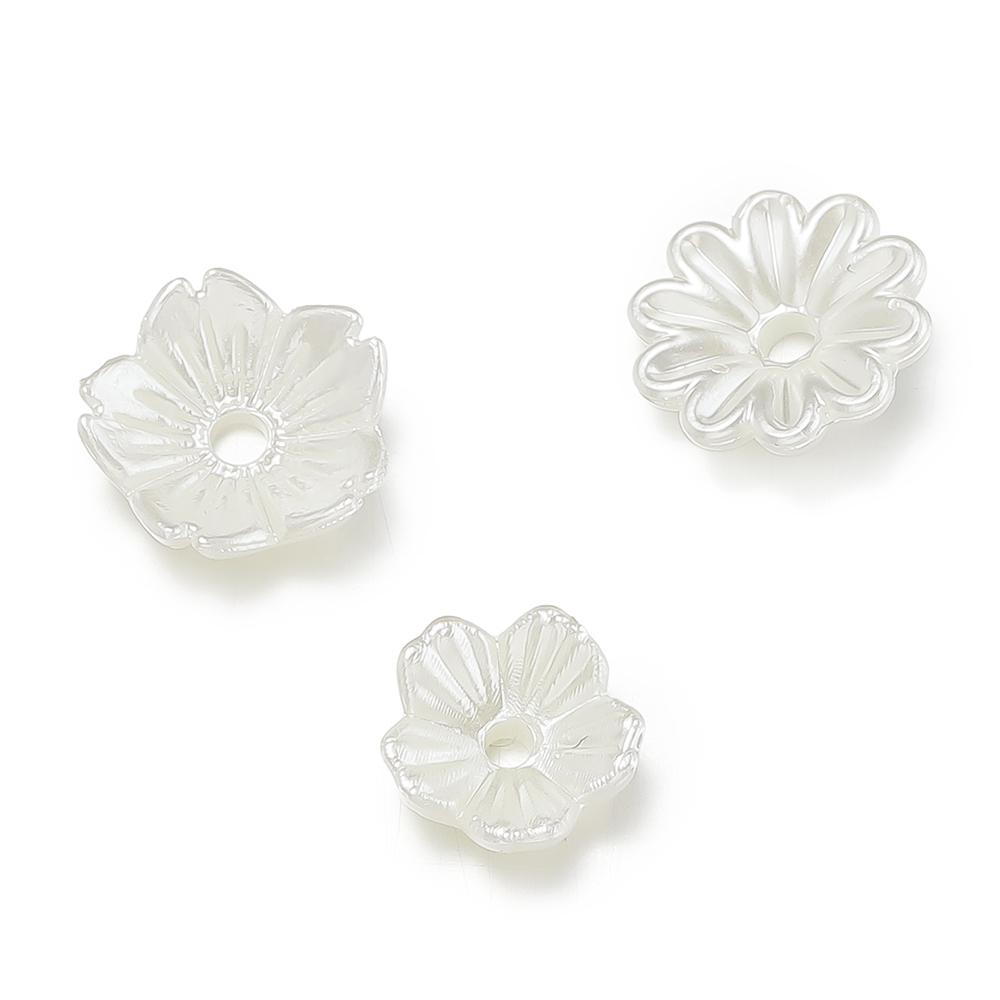 100pcs/Lot ABS Imitation Pearl Flower Spacer Beads End Caps Charms Pendant for DIY Bracelet Necklace Jewelry Making Supplies