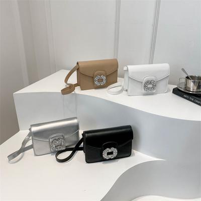 Niche Design Summer New Style  High-value  Fashionable  Light Luxury Diamond-inlaid Solid Color Crossbody Small Square Bag