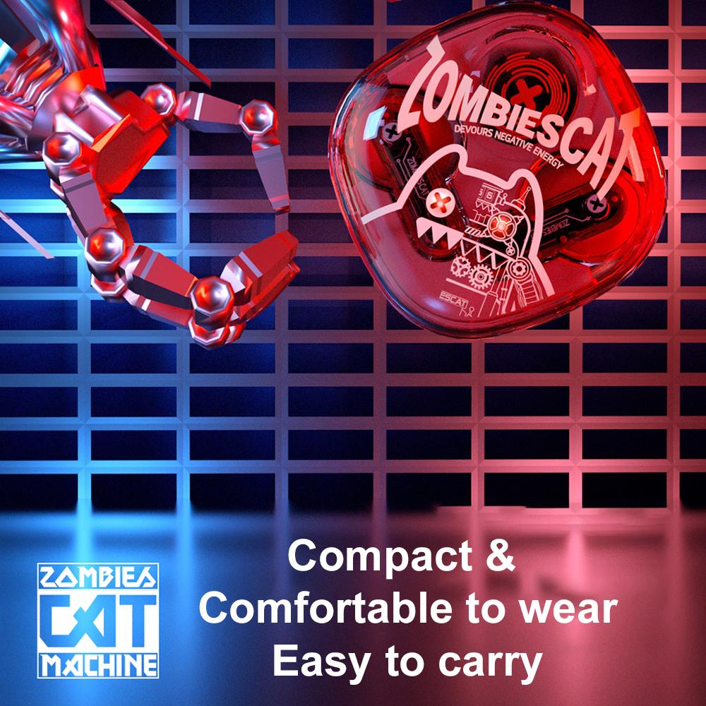 ZOMBIESCAT B2 Wireless Earbuds BT5.3 Earphone, Lightweight and Ergonomic Design, Low Latency Rechargeable Battery, Cool