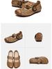 Johnature Sandali piatti con suola cava in vera pelle, retrò, versatili, scarpe da donna con suola morbida