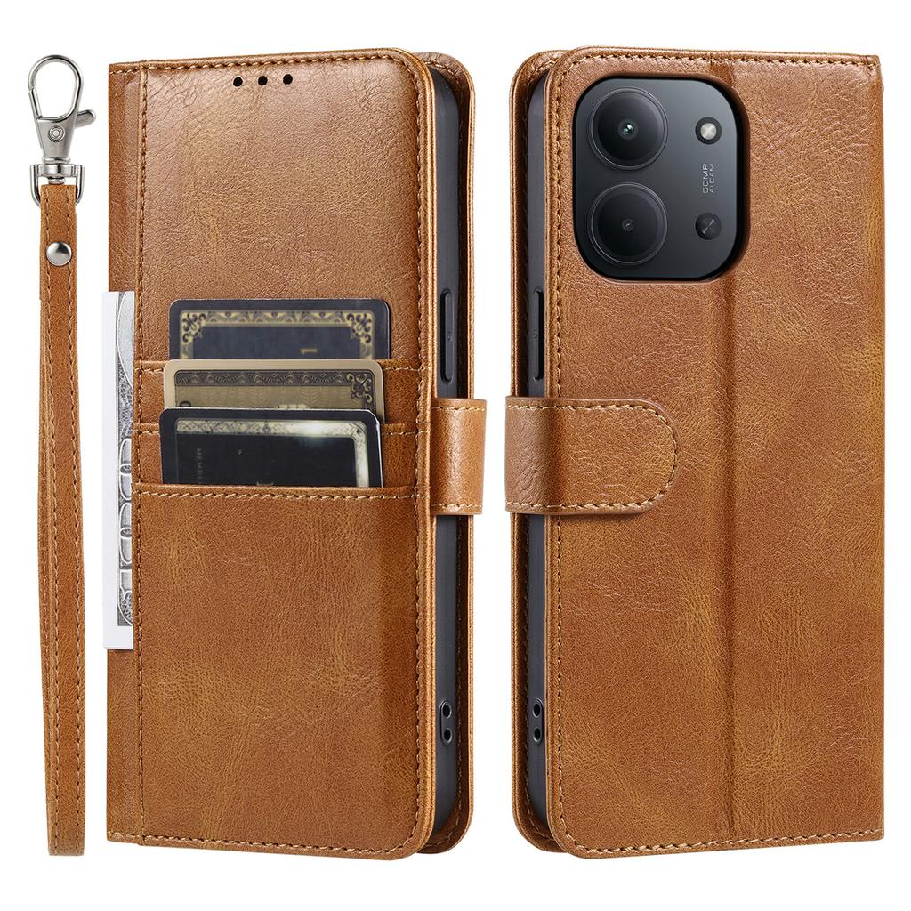 Für Xiaomi Redmi 15C 4G (EU) (173 mm) Hülle 6 Kartenfächer PU-Leder Sturzsichere Handyhülle mit Handschlaufe