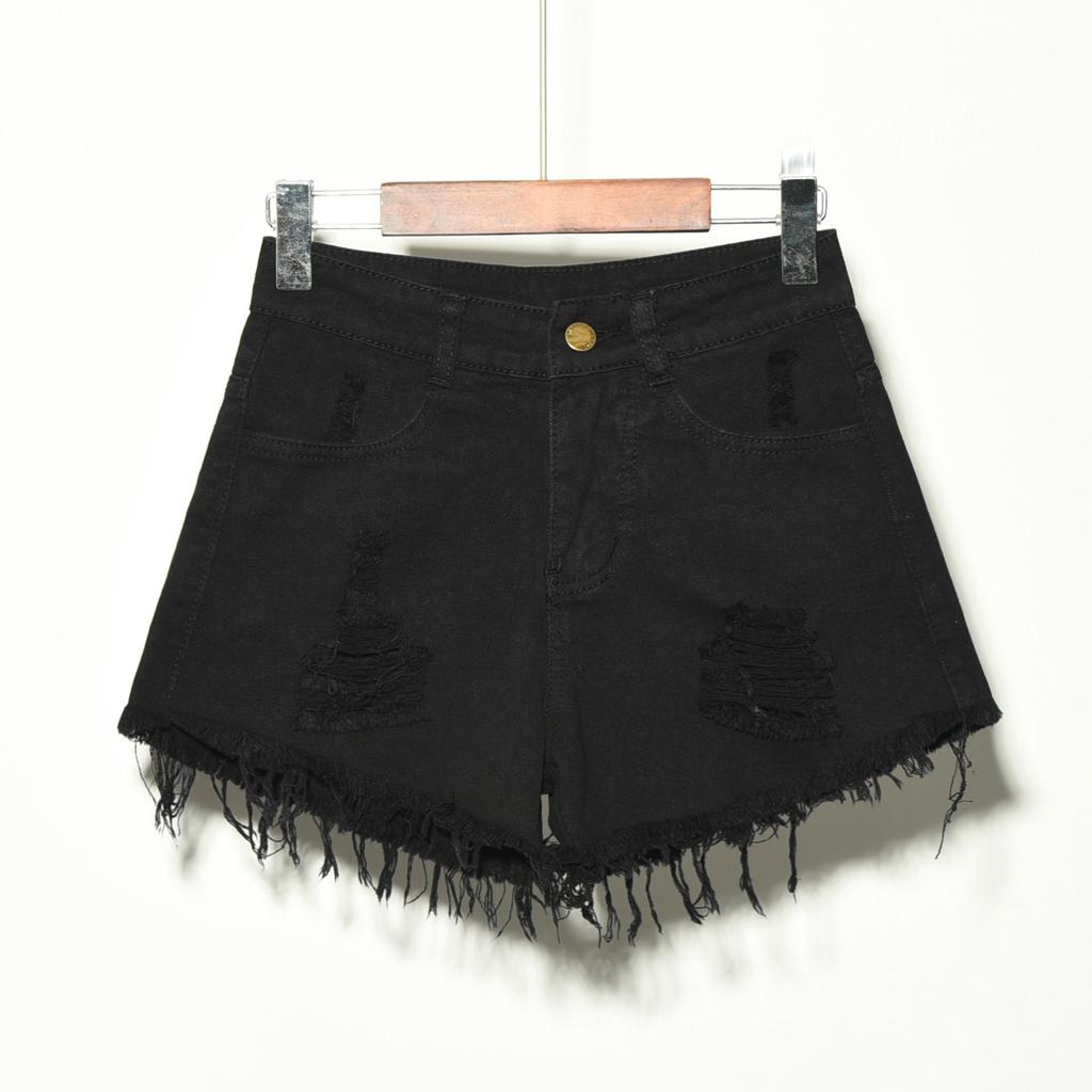 Women's Jeans American Retro Washed and Worn-out Denim Shorts with Plus-size Personalized Frayed and Ripped Details Sexy Hot-girl Style Women's Jeans