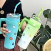 Tazza per auto con manico da 40 once, in acciaio inossidabile, grande capacità, isolata sottovuoto, con cannuccia, per auto, per gelato, bottiglia d'acqua