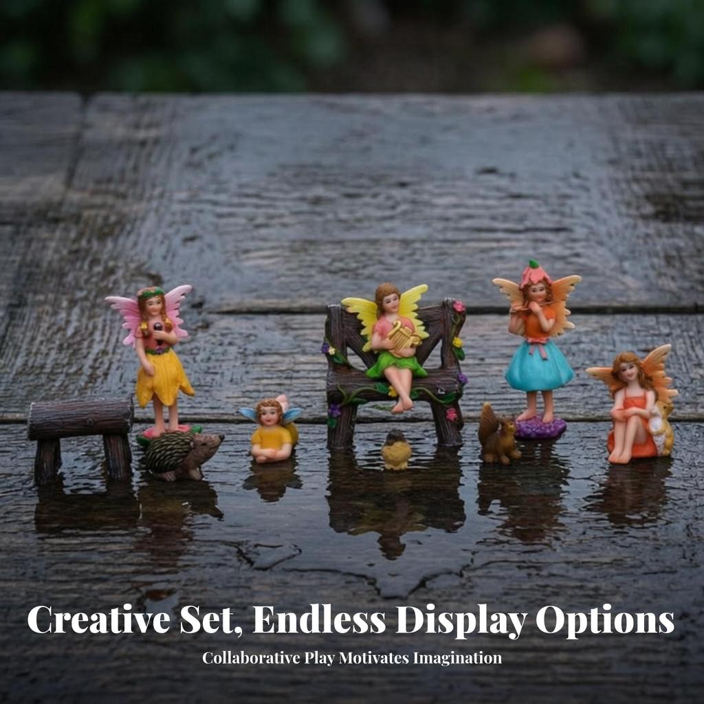 Fairy Garden Figurines Set HandPainted Miniature Bright Colors Desktop