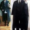 Men Black Suit Outfit Long Trench Coat Vest Shirt Tie Gloves Full Set Halloween Carnival Party Cosplay Costume for Adult Men