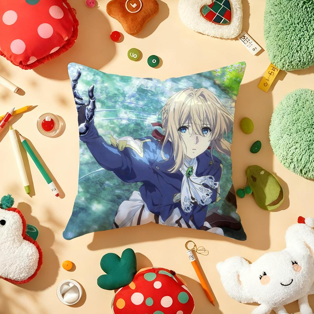 Violet EEvergarden Anime Cushion Cover Plush Fabric Soft DoubleSided Printed Sofa Warm Winter Home Gift Pillow Cover