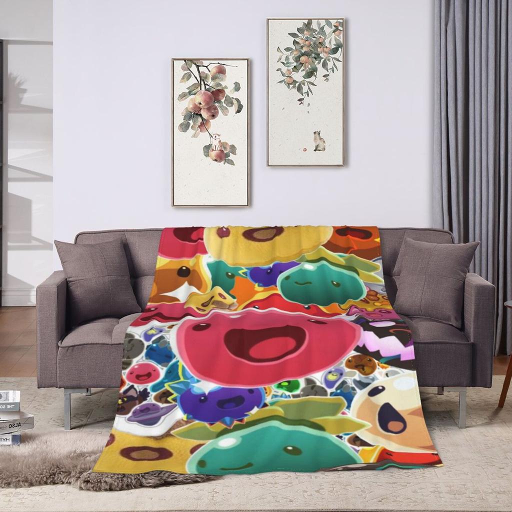 1Pc Slime Cartoon Rancher Game Blankets Anime Cute Plush Novelty Soft Throw Blanket For Bedding Lounge Decoration Office60x80