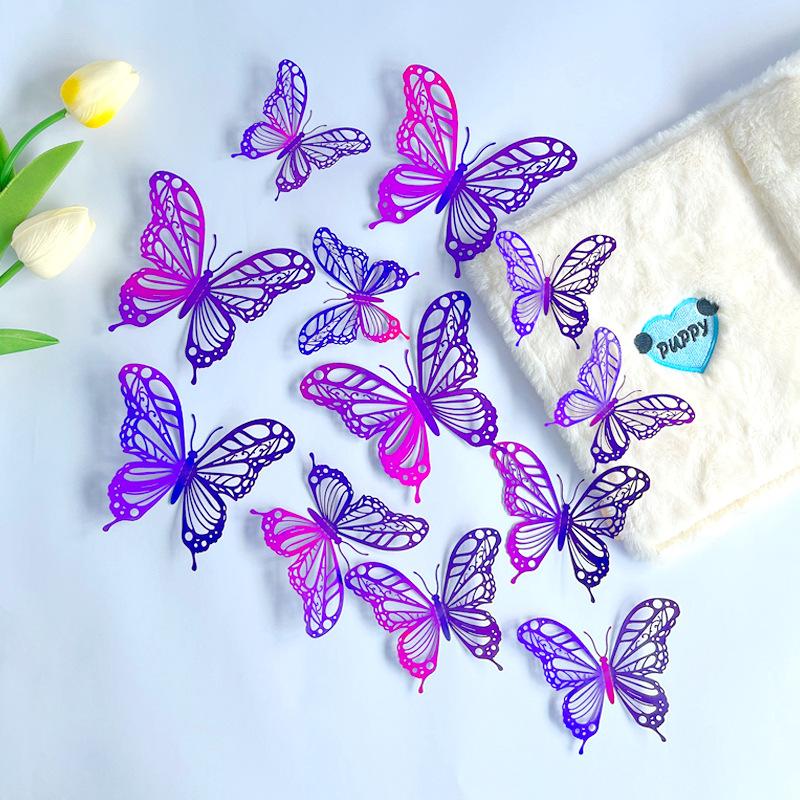 12pcs 3D Butterfly Wall Decor 3 Sizes, Butterfly Decorations for Butterfly Birthday Party Cake Room Decorations
