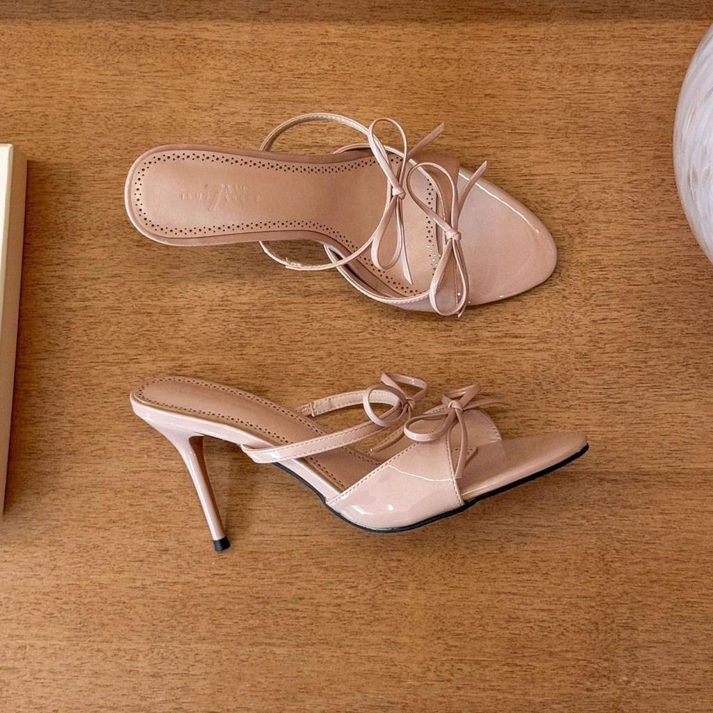 Bow Cool Slippers Wear Internet Celebrity French Girl Slippers High Heels 2025 Autumn New Pink Versatile