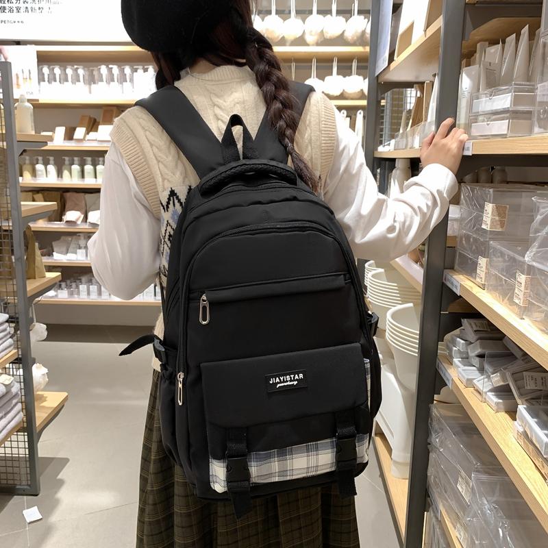 Student Backpack Couple Backpack Campus Plaid School Bag
