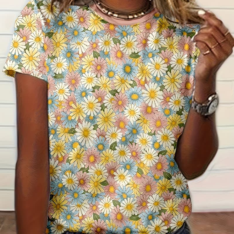 Round neck casual short-sleeved T-shirt, fashionable short-sleeved round neck top S