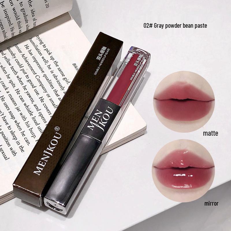 

Mengjiakou Двусторонняя стойкая матовая вельветовая помада: Не выцветающий, не липкий, увлажняющий блеск для губ. 2.2g + 2g