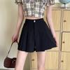 Women's Black High Waist Autumn A-Line Wide Leg Shorts - New Sweet Literary Style