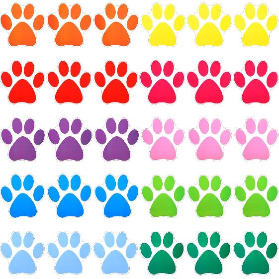 Outus 30 Pcs Paw Print Stickers 6 Inch Large Line Up Spots Dog Paw Floor Stickers Self Adhesive Vinyl Decals Wall Floor Dot Clings Dog Footprint