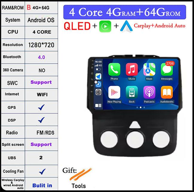 Wireless CarPlay Android 14 Radio For Dodge RAN 1500 2500 3500 2013-2018 GPS Navigation Stereo Car Intelligent Systems 4G WIFI