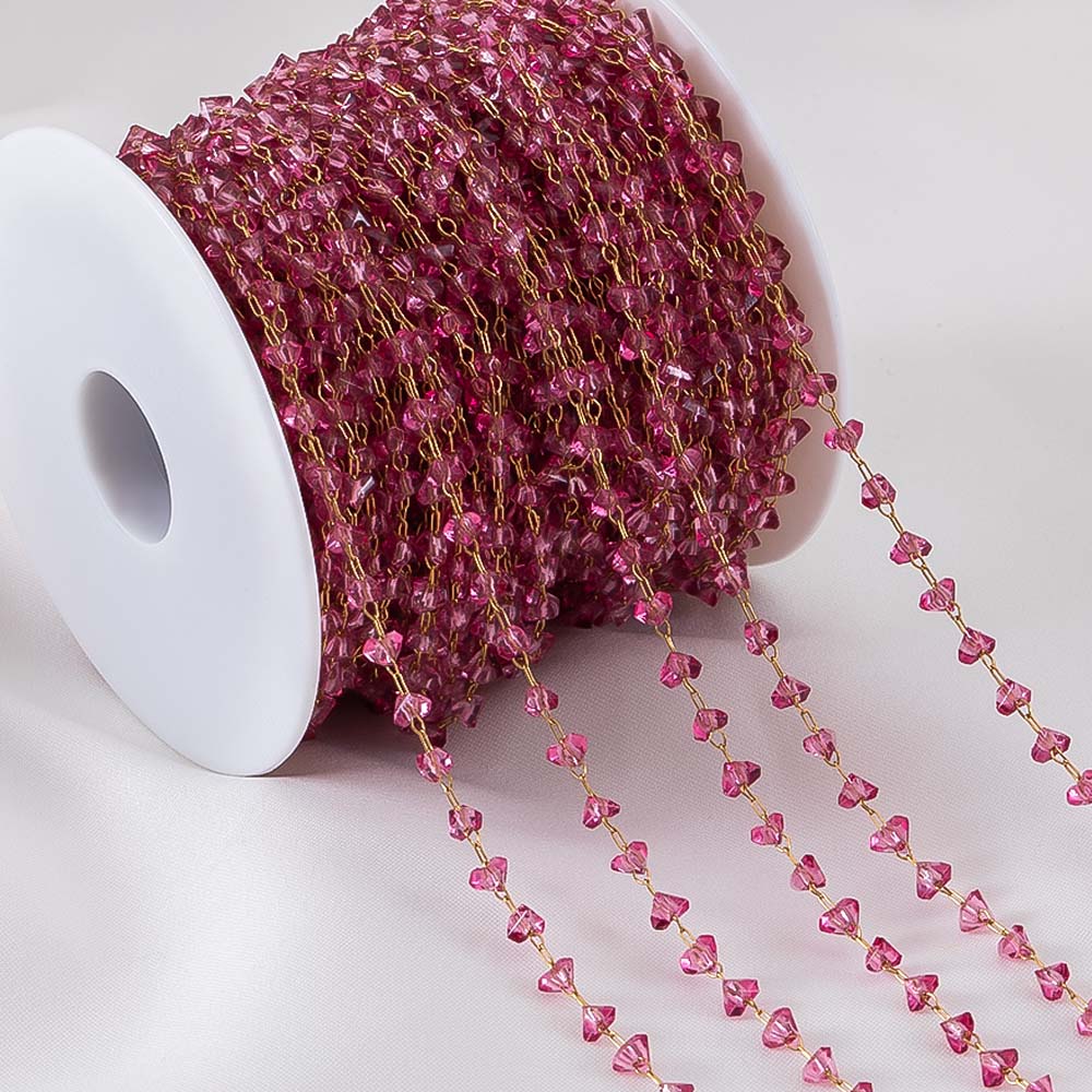 0.5M 1M 2M Irregular Clear Heart Chain Stainless Steel Glass Grave Stone Bead Chain Necklaces Bracelets Chain DIY Jewelry Making