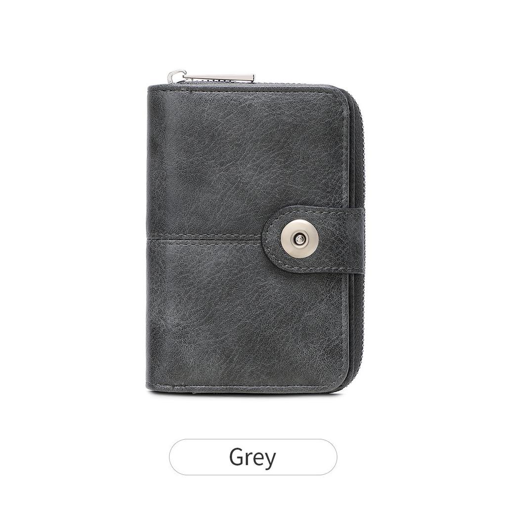 Neue Damen Geldbörse Retro Dreifach RFID Kurze Geldbörse Mode Große Kapazität Schnalle Reißverschluss Münzfach Damen Münzbörse Kartenhalter