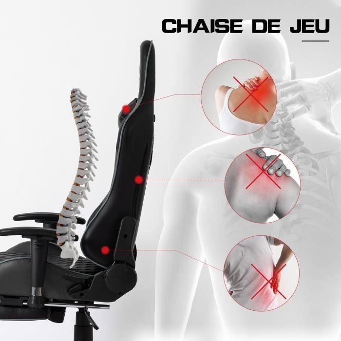 Chaise gamer - Foxsport - Ergonomique - Repose-pieds télescopique - Réglable en hauteur - Accoudoirs réglables