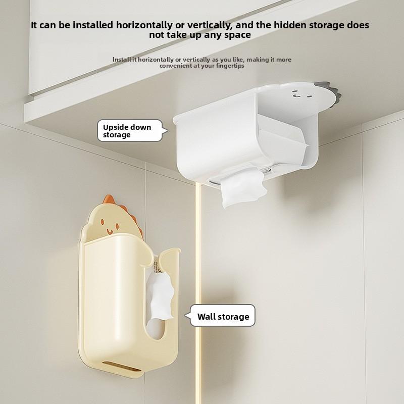 Modern Plastic Wallmounted Tissue Box With No Drilling For Bathroom And Living Room Storage