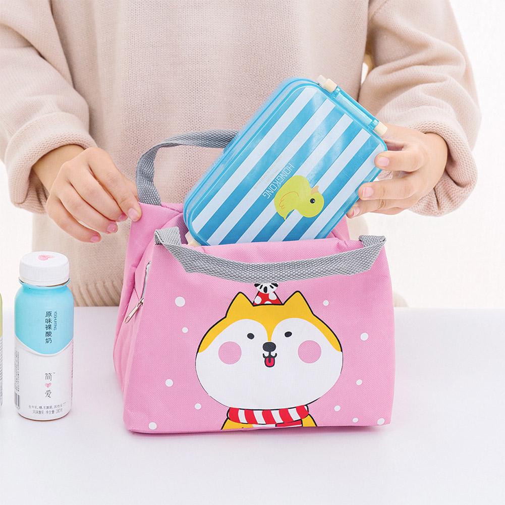 Cute Cartoon Printing Waterproof Insulation Oxford Lunch Bag with Handle for Outsoor Student