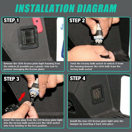 2Pcs LED License Plate Lights Super Bright High Lumens IP68 Waterproof Universal Simple Installation License Plate Lights Tag Lamps