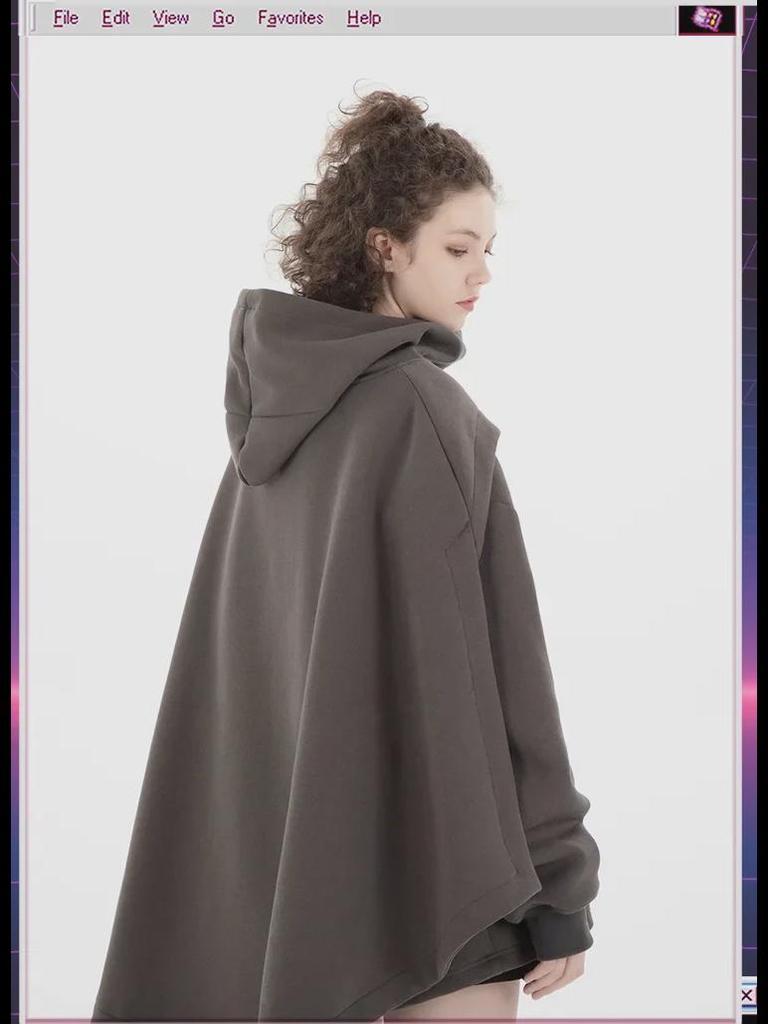 Men's Embroidered Functional Sweatshirt Cape - Spring/Autumn Loose Fit