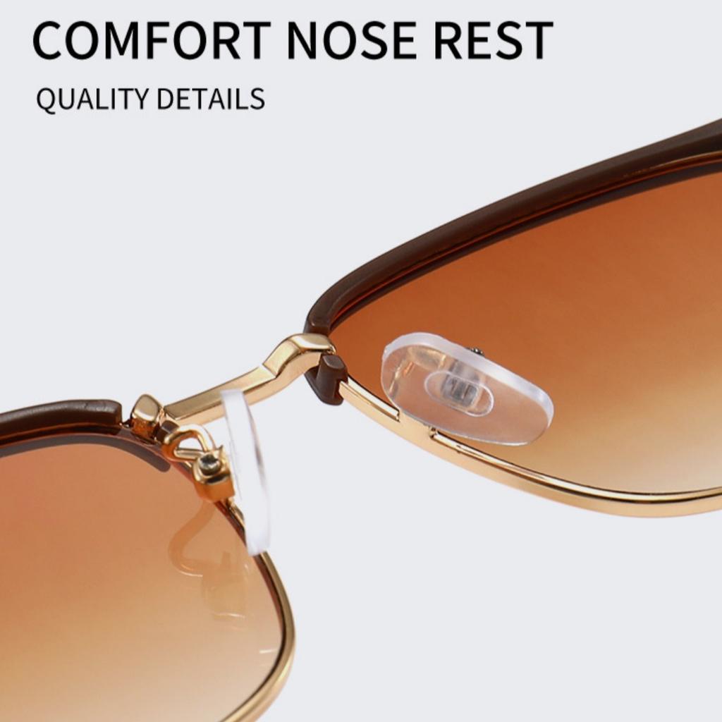 Semi Rimless Square Sunglasses Uv400 Protection Retro Browline Sunglasses Classic Polarized Glasses For Driving Fishing Outdoor