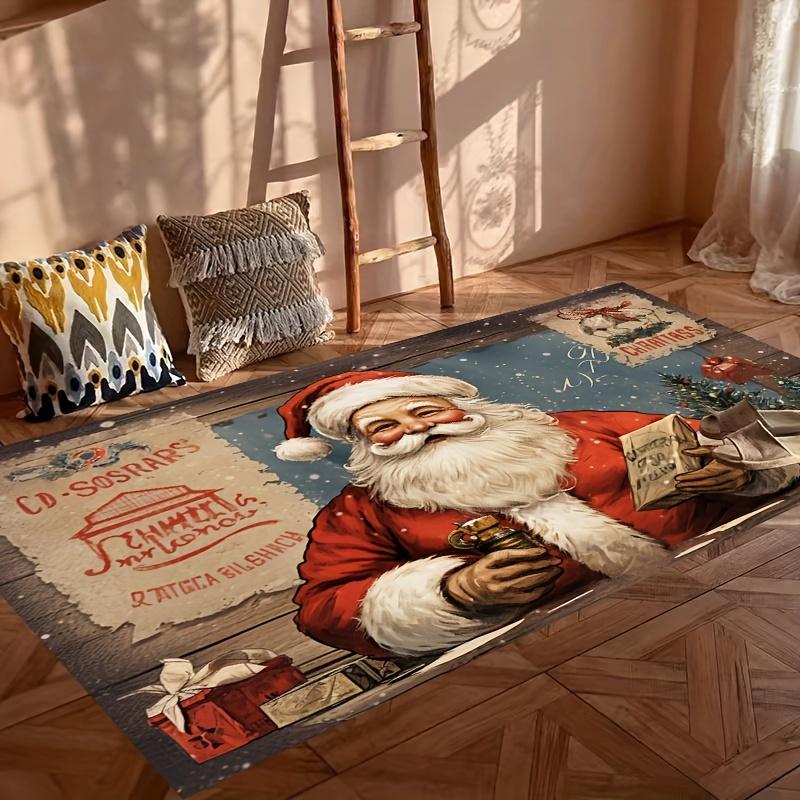 Christmas Decorations Santa Claus Carpet for Living Room Decor Sofa Table Large Area Rugs Bedroom Bedside Foot Pad Entrance Mat
