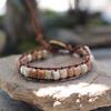 Freeform Shoushan Stone 5x7 Emperor Leather Woven Bohemian Bracelet