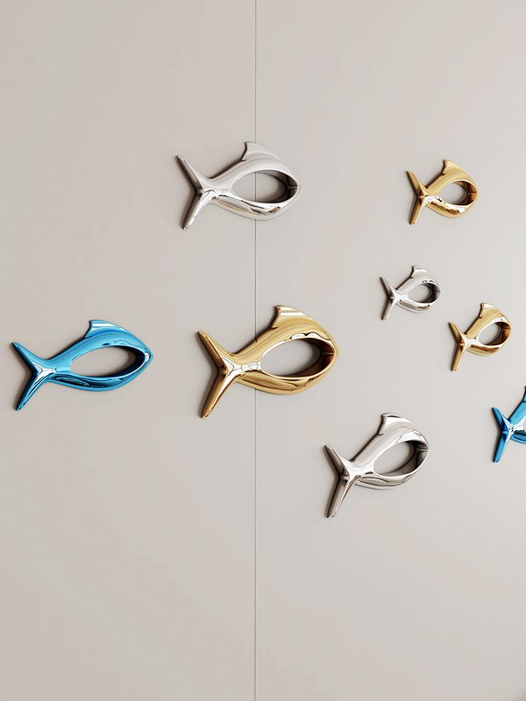Wall Decor Creative Plastic Electroplating 3D Fish Home Decoration Living Room Sofa Background Wall Decoration Hanging Decor