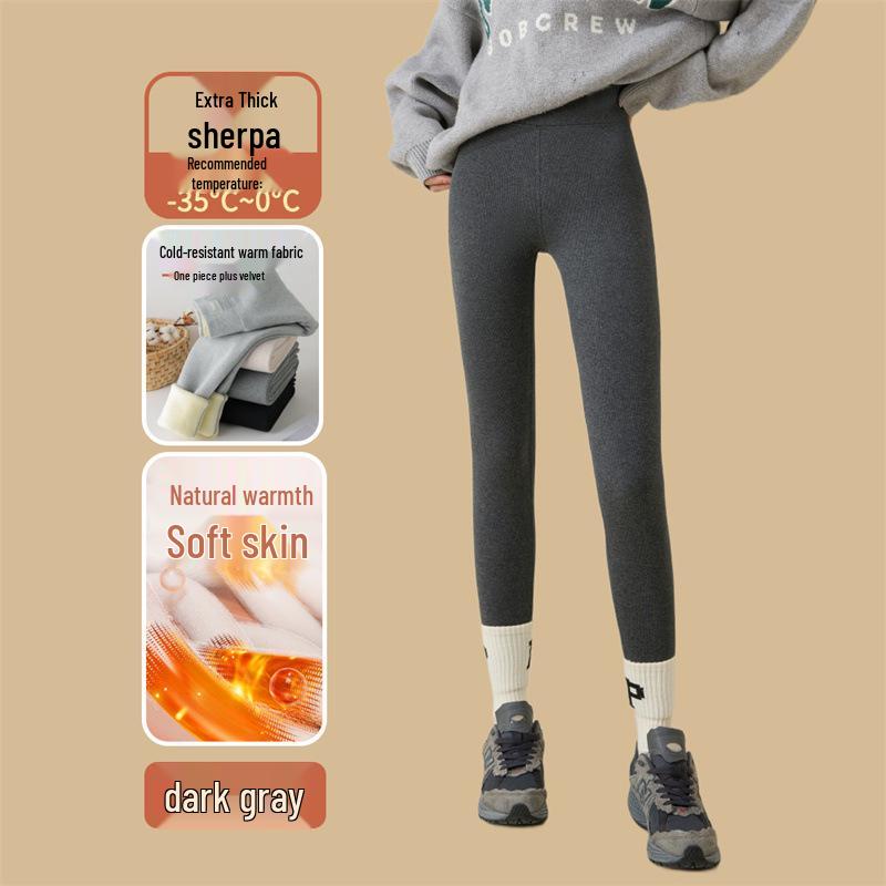 Extra Thick Plush High Waist Winter Leggings - Slimming Skinny Wool Pants for Women