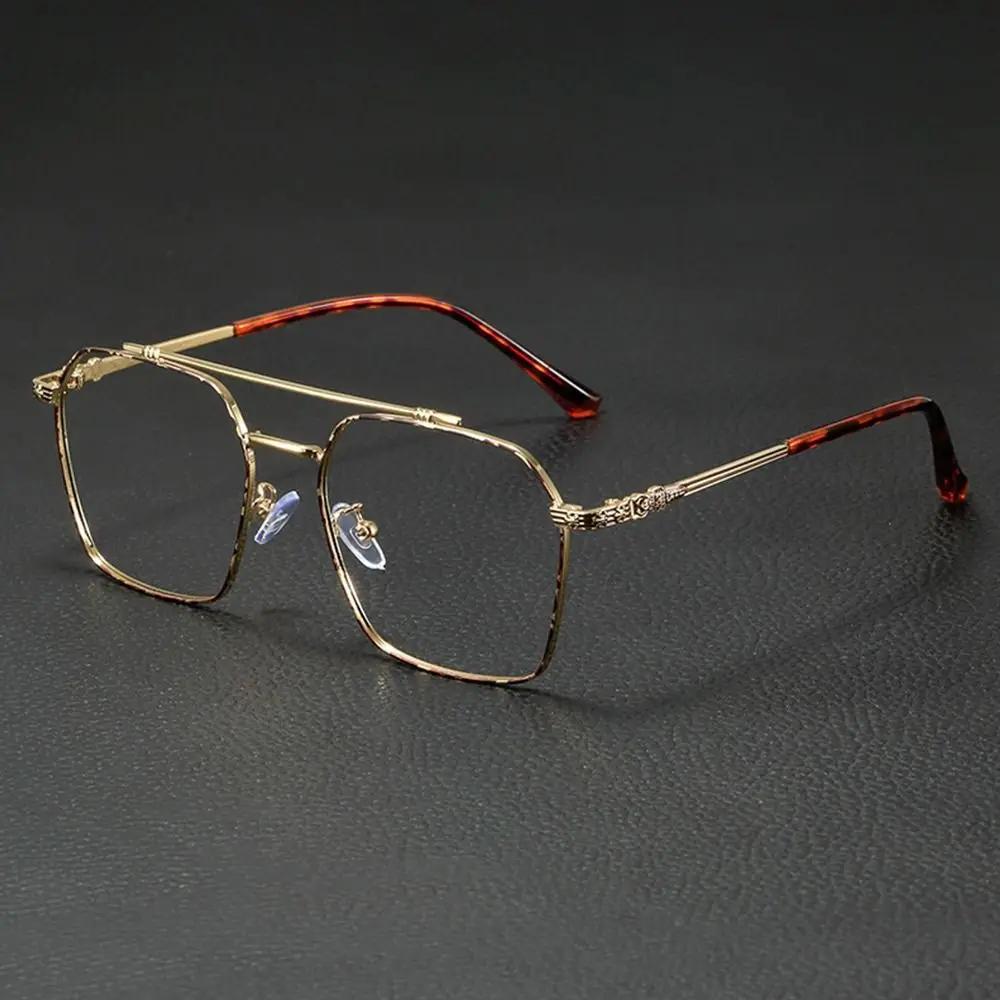 Classic Blue Ray Blocking Anti-Blue Light Glasses Ultralight Eye Protection Square Eyeglasses Metal Frame Eyewear Office