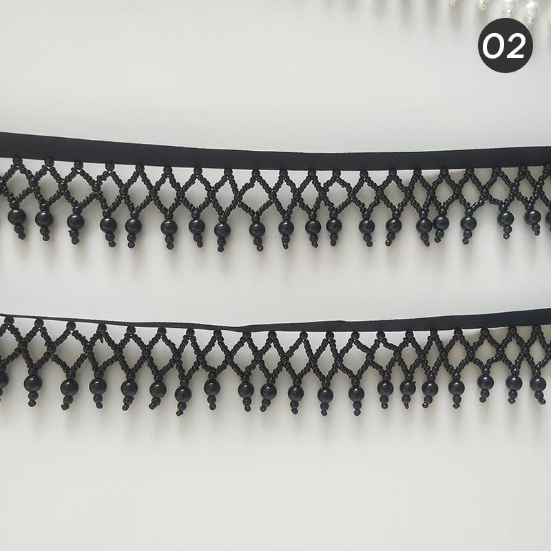 1 Yard Handmade Tassel Lace Trim Imitation Pearl Beaded Fringe For DIY Stage Dress Curtain Wedding Jewelry Upholstery Crafts