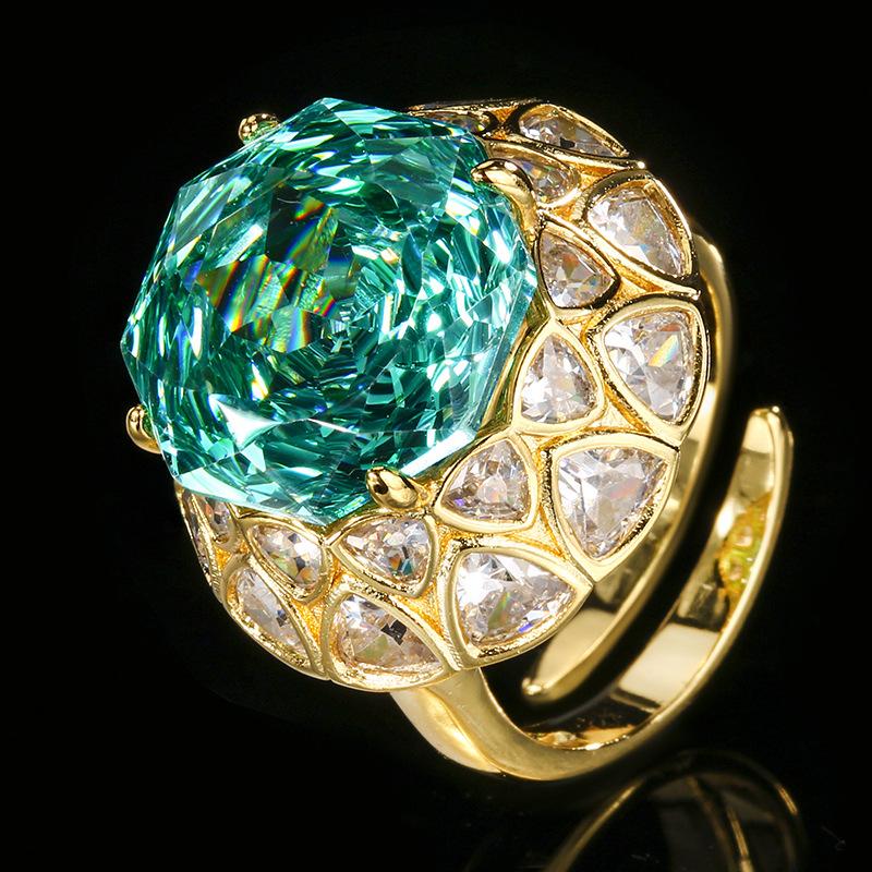 Jewelry Copper Bottom Gold Plated Rose Cut Roland Gold Vintage Ring Heroine Stone 14Mm