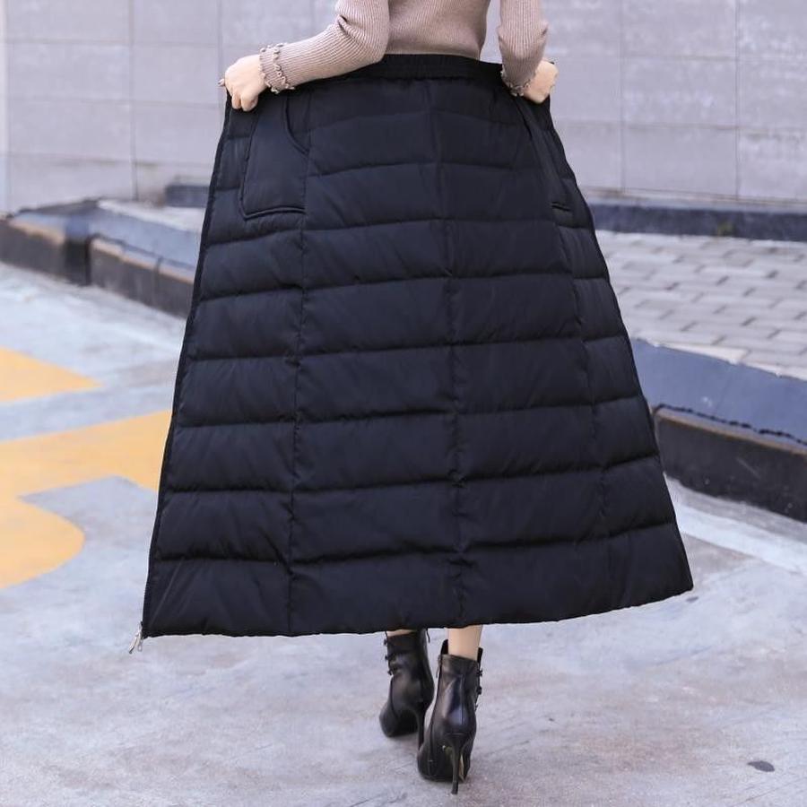 Winter Dress Newest Windproof Warm Zippered Down Cotton Full-Length Skirt Fashion Long Skirt Plus Size Winter Dress