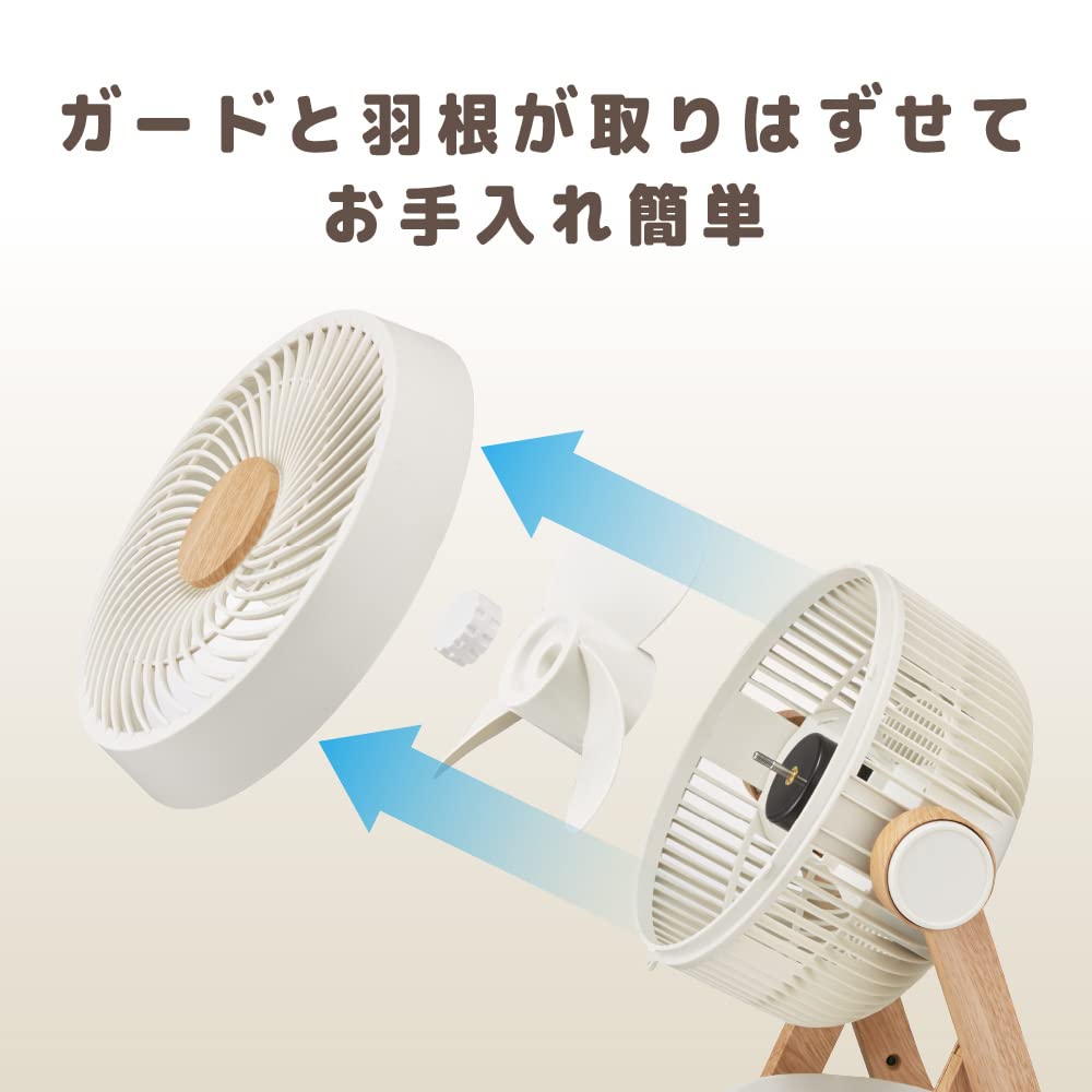 Doshisha DC Circulator, Wood Grain Finish, 19cm, Oscillating Head, 4 Airflow Settings, Remote Control Included, Pieria Dark Wood