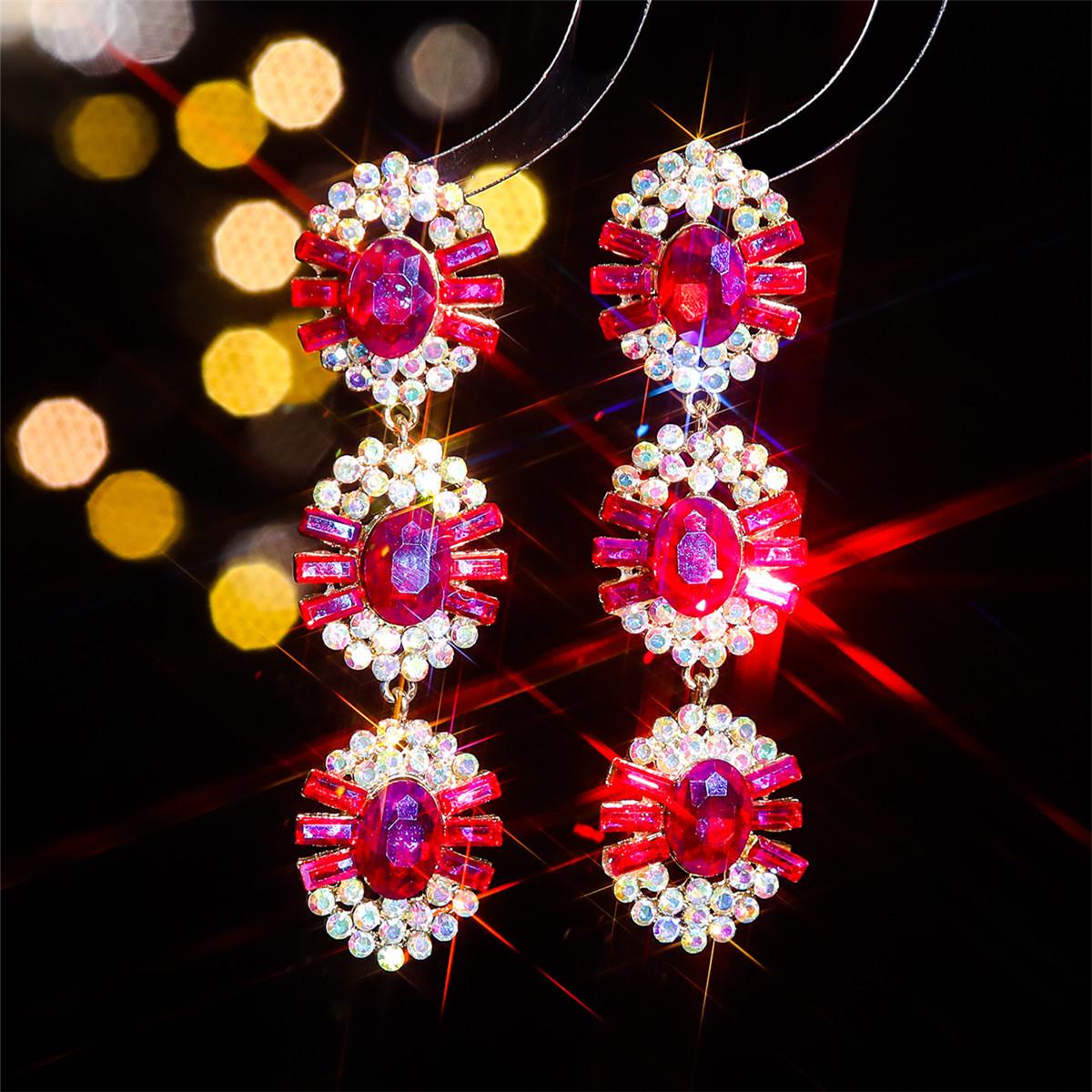 

Модні блискучі кришталеві довгі сережки з темпераментними квітковими сережками Жіночі сережки 1 пара