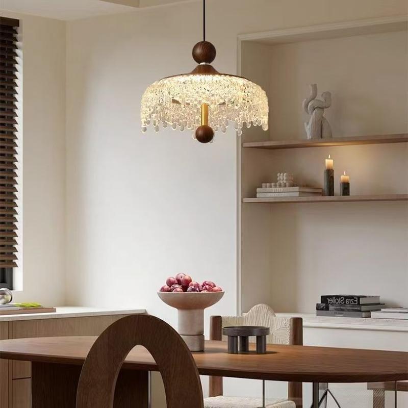 Elevating Touch Pendant Light, Restaurant Pendant Light, Iceberg Water Droplet Retro Walnut Color Aisle Light