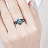 Luxury European and American New RING Alloy Inlaid Turquoise Ring, Electroplated Gun Black Women's Engagement Ring