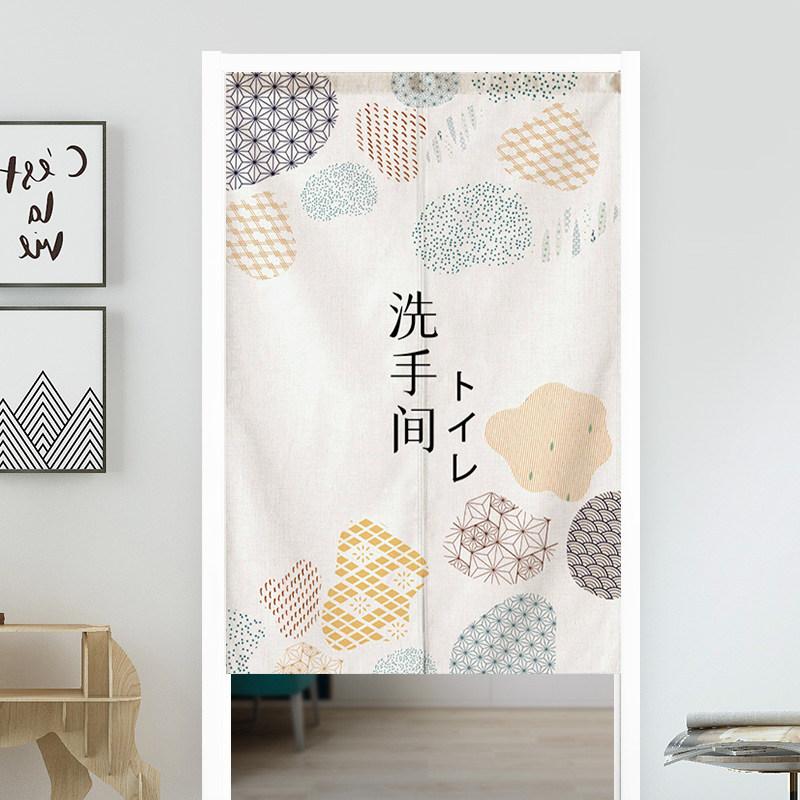 Japanese Door Curtain Cherry Blossom Chrysanthemum Ocean Wave Kitchen Doorway Partition Curtain Bedroom Bathroom Half Curtain