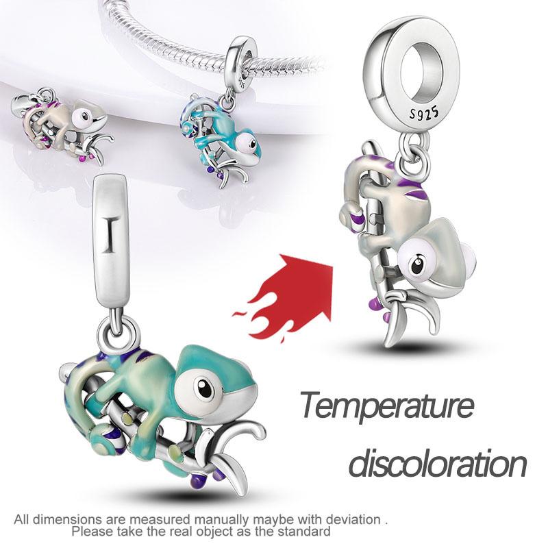 Charms Bead Copper Temperature-Chameleon Dangle Fit Bangle Bracelet Necklace Diy Jewelry