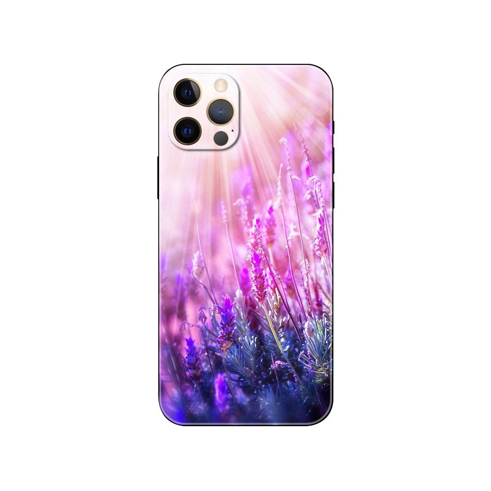 Etui na telefon lawendowy do iPhone'a 5 5s 2020 SE 6 6s 7 8 Plus X 10 XR XS 11 12 13 mini pro MAX czarne etui z tyłu z TPU