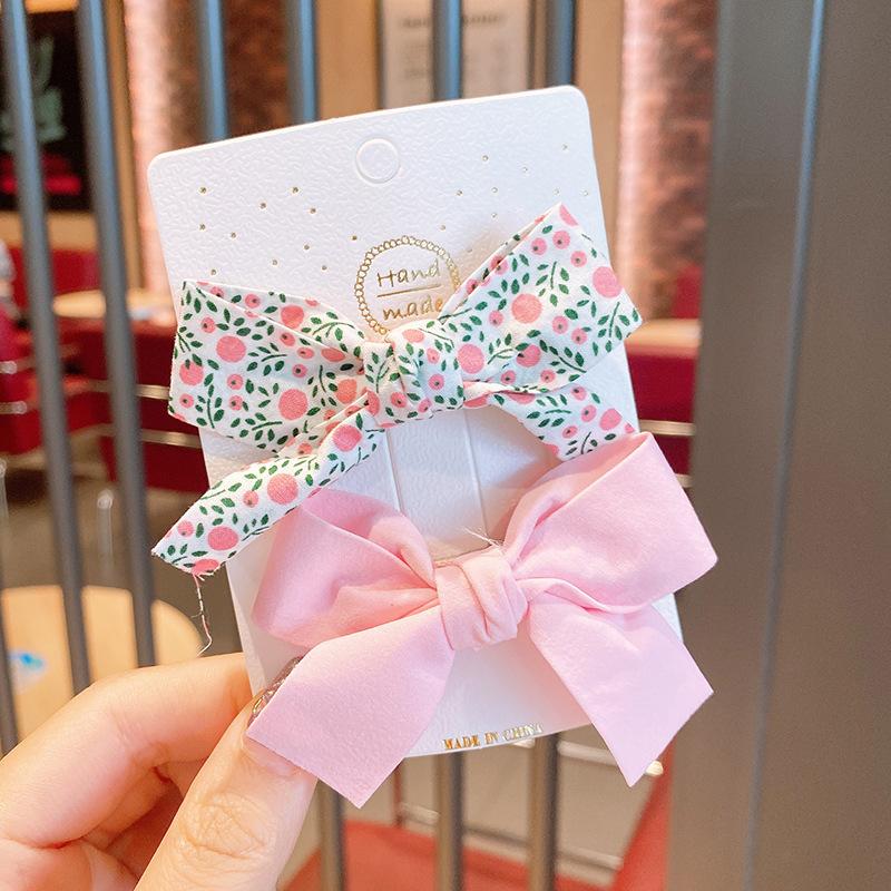 Children S Floral Bow Hairpin 2-Piece Set, Broken Hair Children S Bangs Duckbill Clip Girl Cute Edge Clip Girl