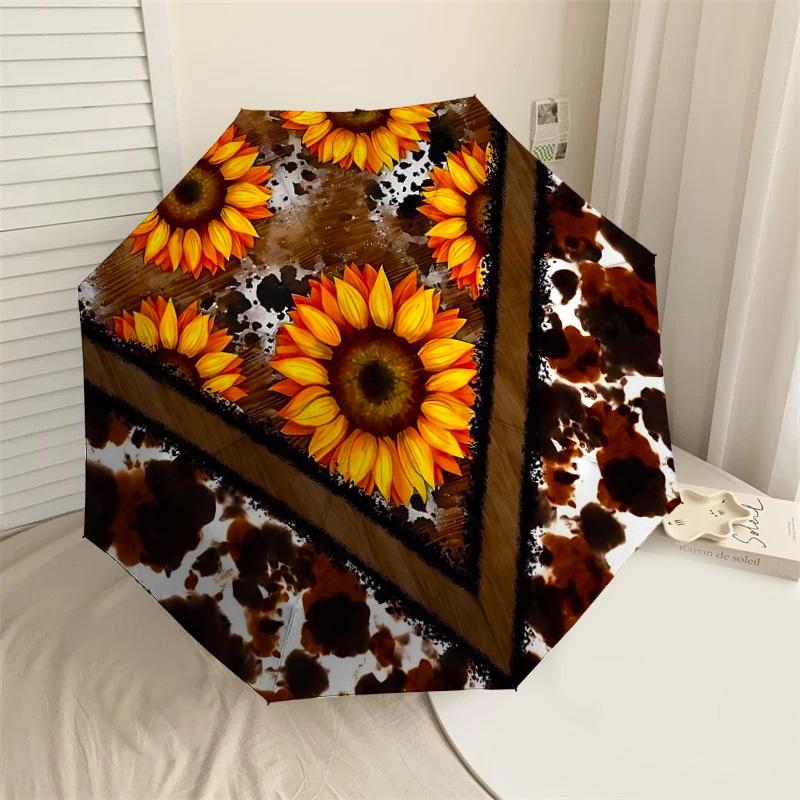 

1PC Sunflower Print Umbrella-8-Rib Reinforced Portable Folding Travel Suitable for All Seasons Outdoor Daily Use Is an Ideal Choice -F398
