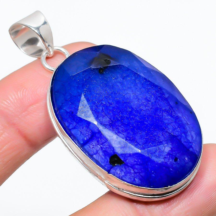 

Sapphire(Simulated) Gemstone Handmade Ethnic Jewelry Pendant 2.21 SR-9032