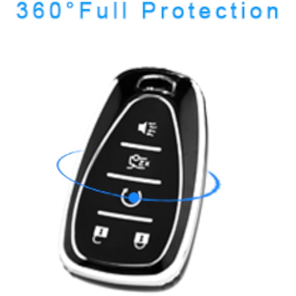 Für Chevy Autoschlüsselhülle mit Schlüsselanhänger, Weiche TPU-Schlüsselhülle Schale Vollschutz für 2016-2021 Chevy Equinox Malibu Camaro Cruze Blazer Traverse Trax
