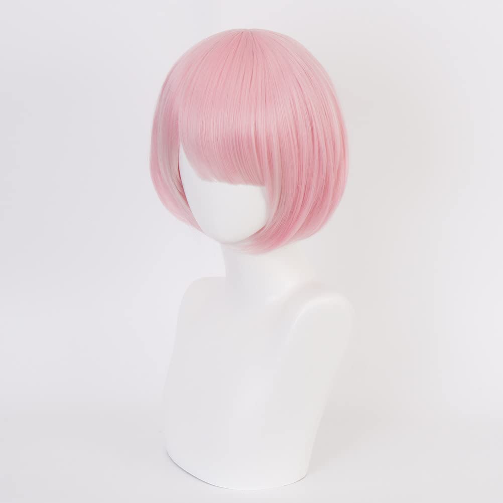 Ram Wig from "Starting Life In a Different World from Zero" Anime Cosplay Wig, Heat-Resistant Wig, Disguise Wig for School Festivals, Includes Net