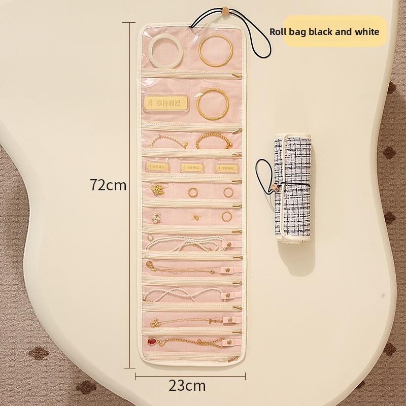 Schminktasche - Großer Kapazität Gold Schmuckorganisator - Tragbare Reise Schmuck Roll-up Tasche